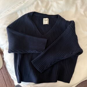 Abercrombie & Fitch Navy Blue V-Neck Sweater